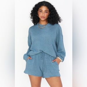 Show Me Your Mumu Gio Short size M, dusty blue knit